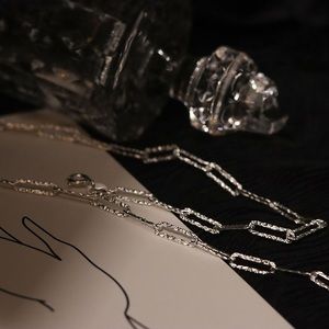 925 Italy Sterling silver paperclip chain necklace